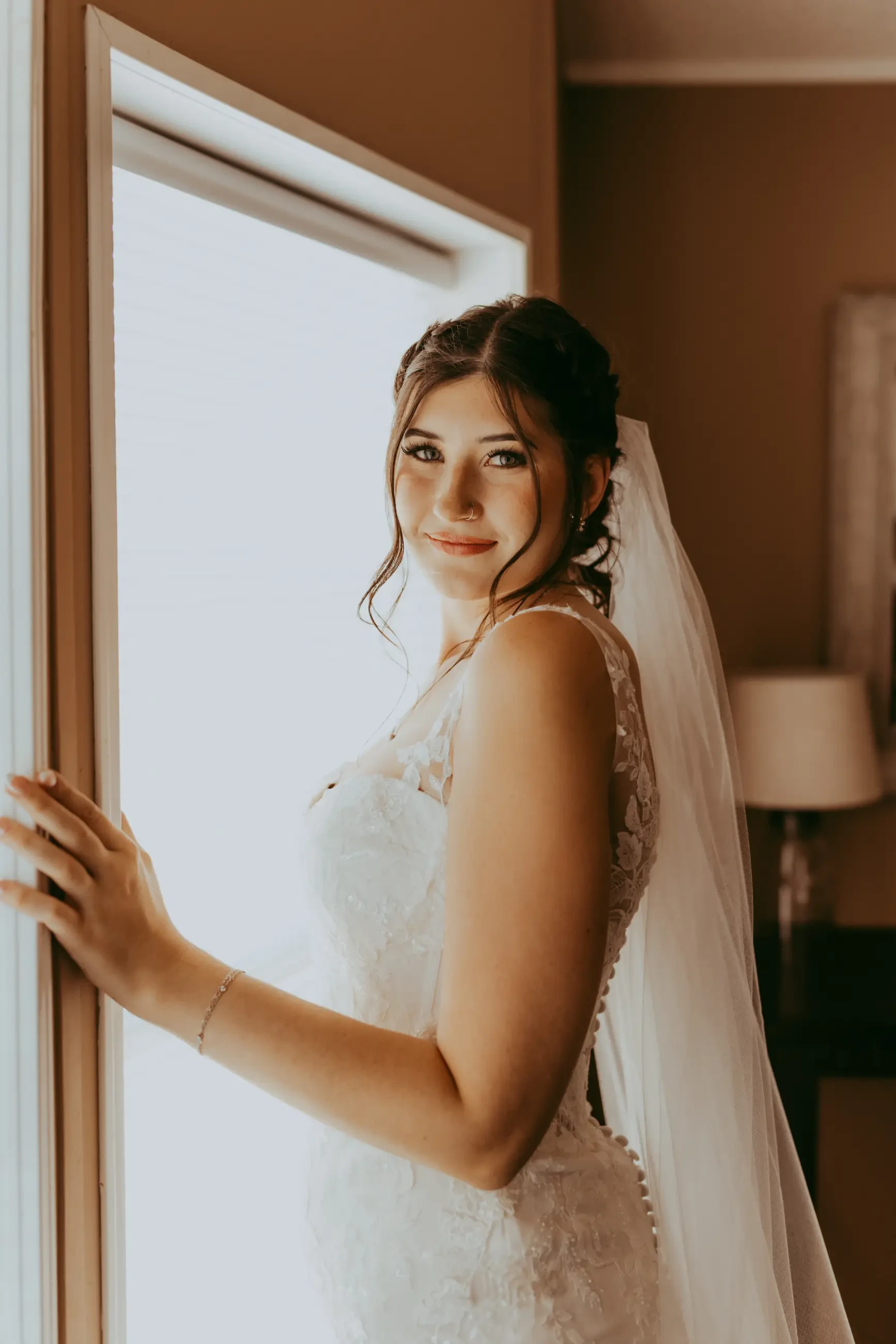 image shows bride getting ready on her wedding day