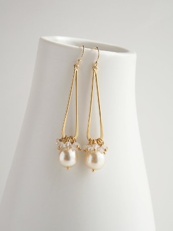 Laura Stark Long Pearl Earrings $2 Gold thumbnail