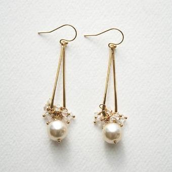 Laura Stark Long Pearl Earrings #0 default Gold thumbnail