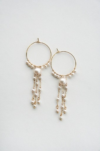 Laura Stark Pearl Hoop Dangle Earrings #0 default Silver thumbnail