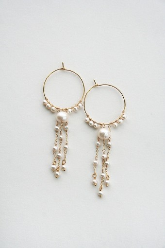 Laura Stark Pearl Hoop Dangle Earrings $0 default Silver thumbnail