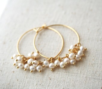 Laura Stark Pearl Hoop Earrings #0 default Gold thumbnail
