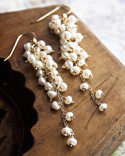 Laura Stark Cascading Pearl Earrings #0 default Gold picture