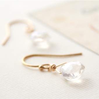 Laura Stark Dainty Quartz Earrings #0 default Gold thumbnail