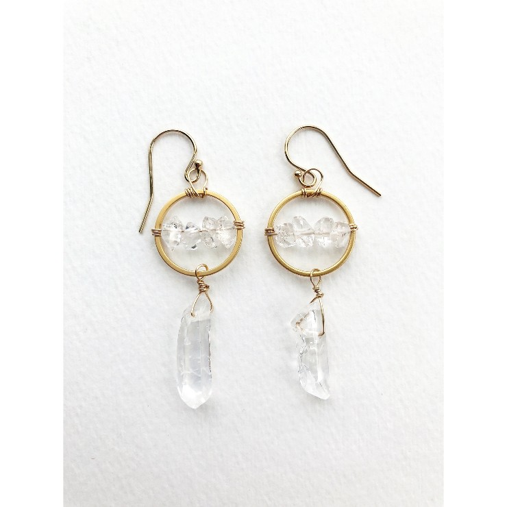 Laura Stark Raw Crystal Drop Earrings #0 default Gold picture