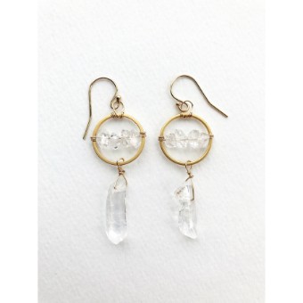 Laura Stark Raw Crystal Drop Earrings #0 default Gold thumbnail