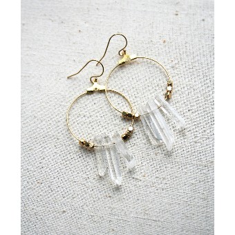 Laura Stark Raw Crystal Hoops $0 default Gold thumbnail