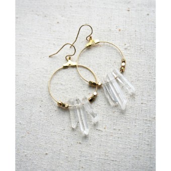 Laura Stark Raw Crystal Hoops #0 default Gold thumbnail