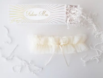 Faire Ivory Tulle Garter - Bleu Garters #0 default Ivory thumbnail