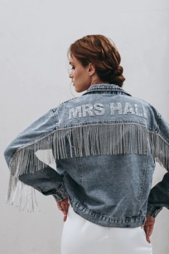 Heirloom Bridal Rhinestone Fringe Jacket - The Heirloom Bridal Company #1 Classic Blue Denim thumbnail