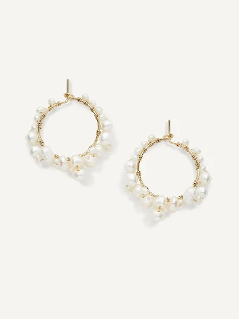 Olive & Piper Mini Cruz Pearl Hoops $1 Gold Only thumbnail