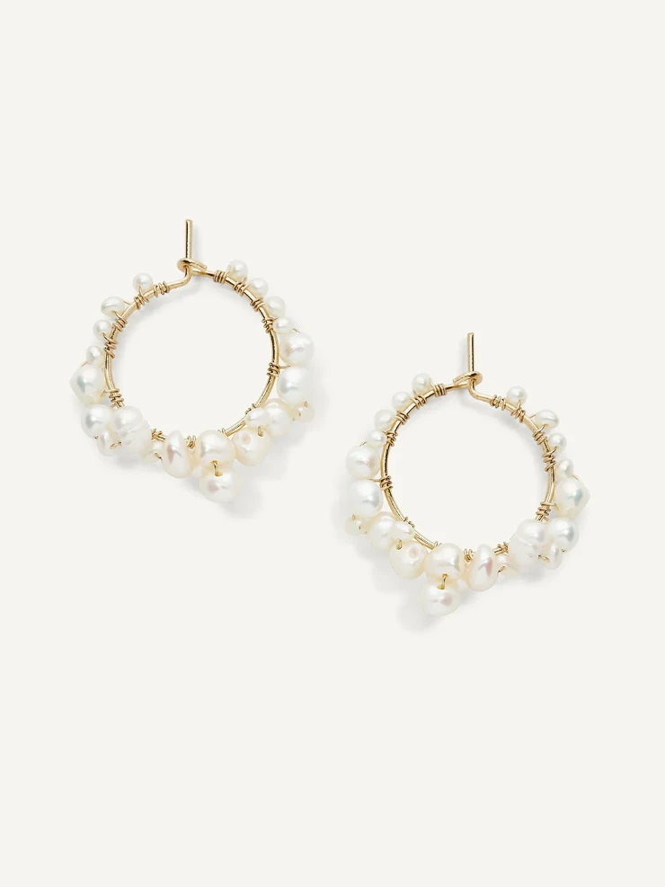Olive & Piper Mini Cruz Pearl Hoops #1 Gold Only picture