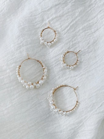 Olive & Piper Mini Cruz Pearl Hoops #0 default Gold Only thumbnail