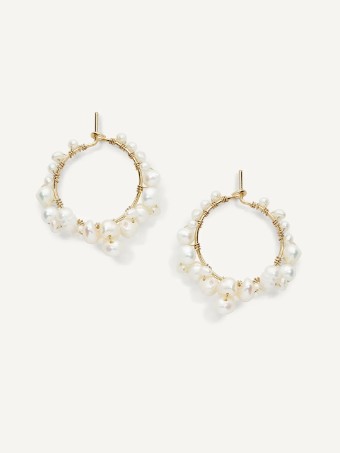 Olive & Piper Mini Cruz Pearl Hoops #1 Gold Only thumbnail