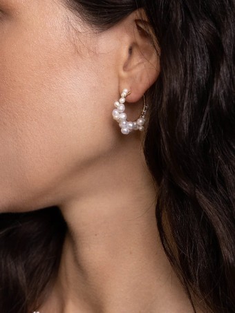 Olive & Piper Mini Cruz Pearl Hoops #2 default Gold Only thumbnail