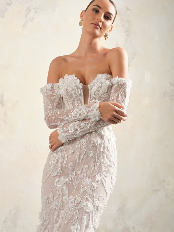 Sottero and Midgley Athlone (Accessory - Detachable Sleeves (C) Fitted - Dot Tulle) - Sottero & Midgley Athlone (Accessory - Detachable Sleeves (C) Fitted - Dot Tulle) - Sottero & Midgley #0 default Ivory/ Silver picture