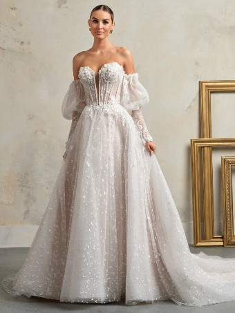 Sottero and Midgley Athlone (Accessory - Detachable Sleeves (A) Juliett - Dot Tulle) - Sottero & Midgley Athlone (Accessory - Detachable Sleeves (A) Juliett - Dot Tulle) - Sottero & Midgley $1 default Ivory/ Silver thumbnail