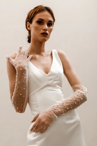 Heirloom Bridal Pearl and Rhinestone Gloves G006 - Heirloom #0 default Ivory thumbnail