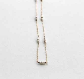 Laura Stark Minimalist Pearl Necklace #0 default Gold thumbnail