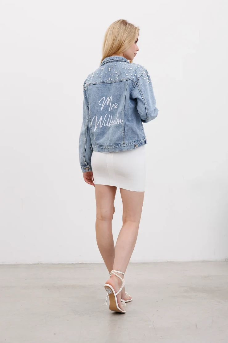 Heirloom Bridal #Pearl and Rhinestone Denim Jacket - Heirloom Bridal Company Image