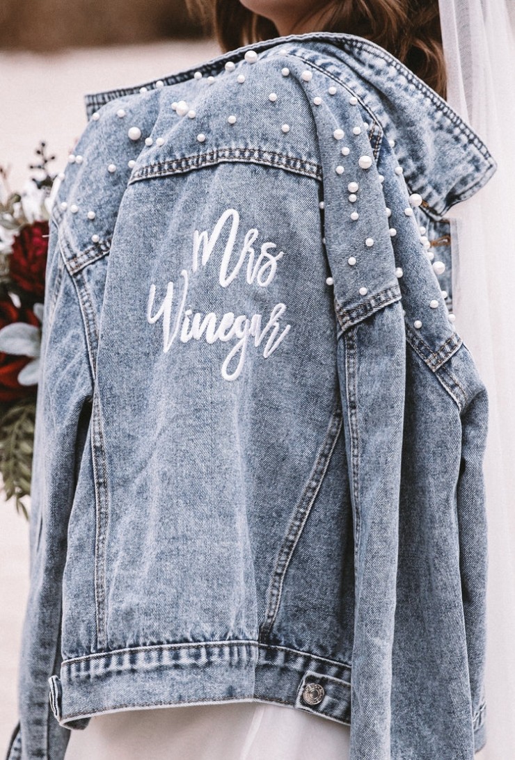 Heirloom Bridal Classic Pearl Studded Jacket - Heirloom Bridal Company #0 default Classic Blue Denim picture