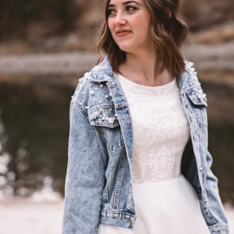Heirloom Bridal Classic Pearl Studded Jacket - Heirloom Bridal Company #1 Classic Blue Denim thumbnail