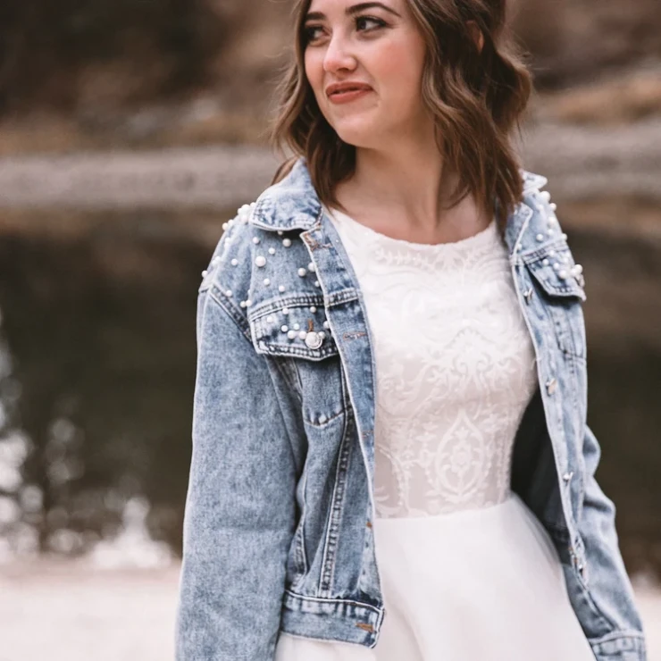 Heirloom Bridal Classic Pearl Studded Jacket - Heirloom Bridal Company #1 Classic Blue Denim picture