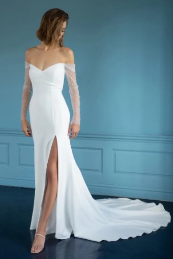 Jenny Yoo Alexandra with Slit 12311B #2 Ivory thumbnail