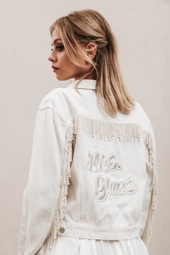 Heirloom Bridal Pearl Fringe Denim Jacket - Heirloom Bridal Company #0 default White thumbnail