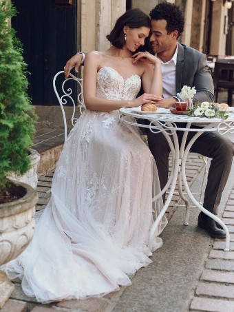 Rebecca Ingram Jalissa 25RC318B01 $2 Ivory over Blush (gown with Ivory Illusion) thumbnail