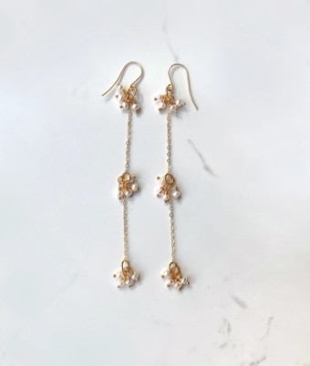 Laura Stark Long Petite Pearl Earrings #0 default Gold thumbnail