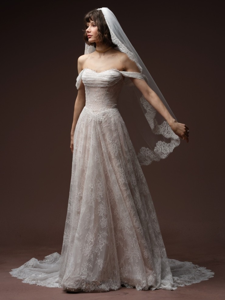 Maggie Sottero Minuet (Blusher Length) - Soft Lace Edge Veil - Maggie Sottero Minuet (Blusher Length) - Soft Lace Edge Veil - Maggie Sottero #0 default Ivory picture