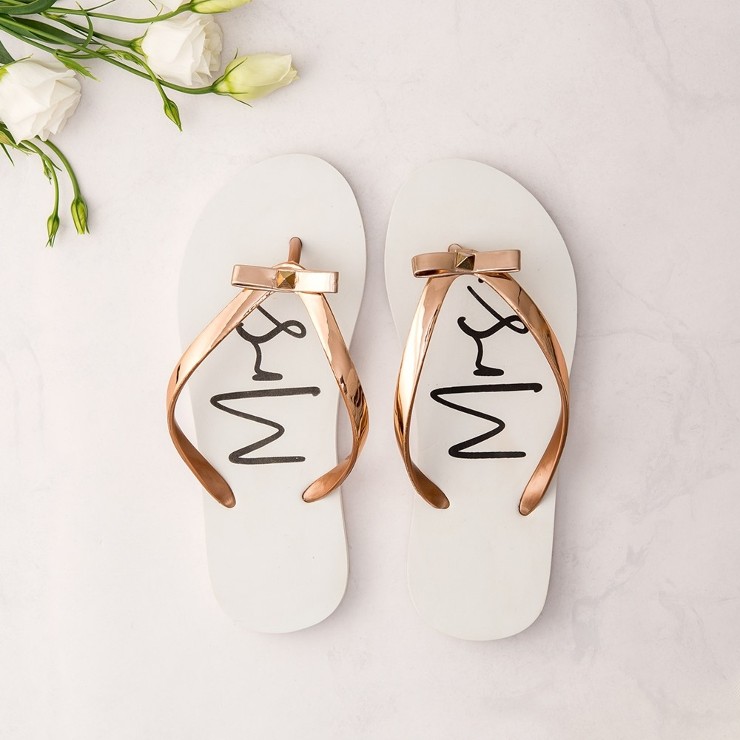 Wedding Star Mrs. Flip-Flops with Bow - Wedding Star #1 default White picture