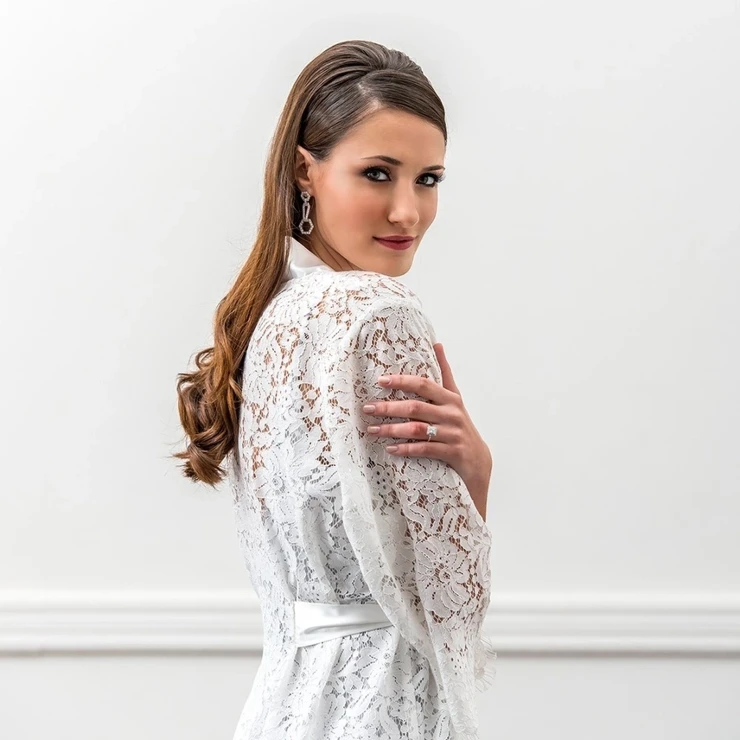 Wedding Star #Women's Lace Bridal Wedding Robe - Wedding Star Image