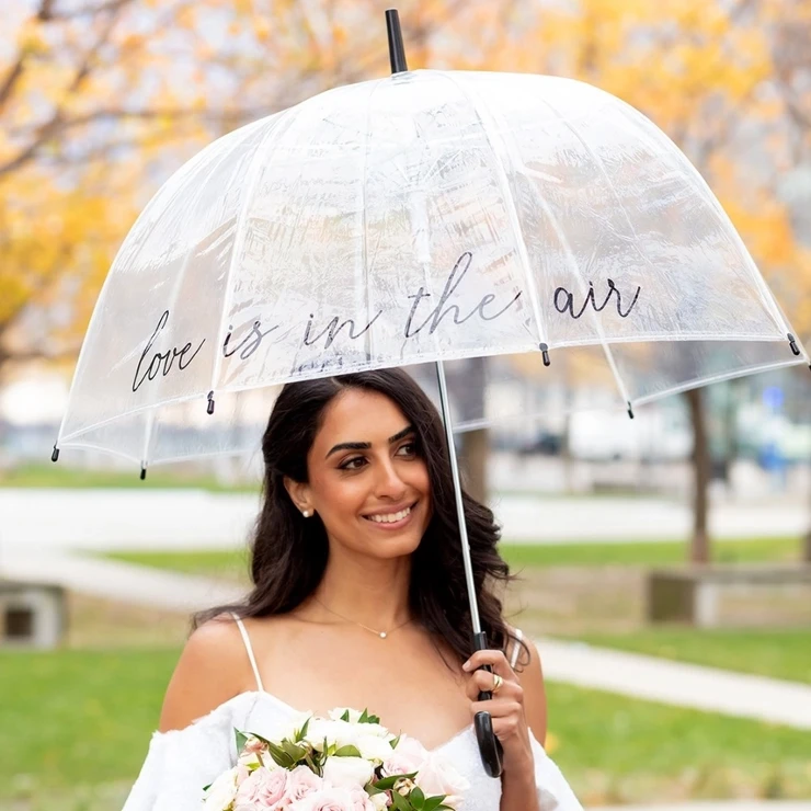 Wedding Star Large Clear Plastic Bubble Umbrella - Love Is in the Air - Wedding Star #1 picture