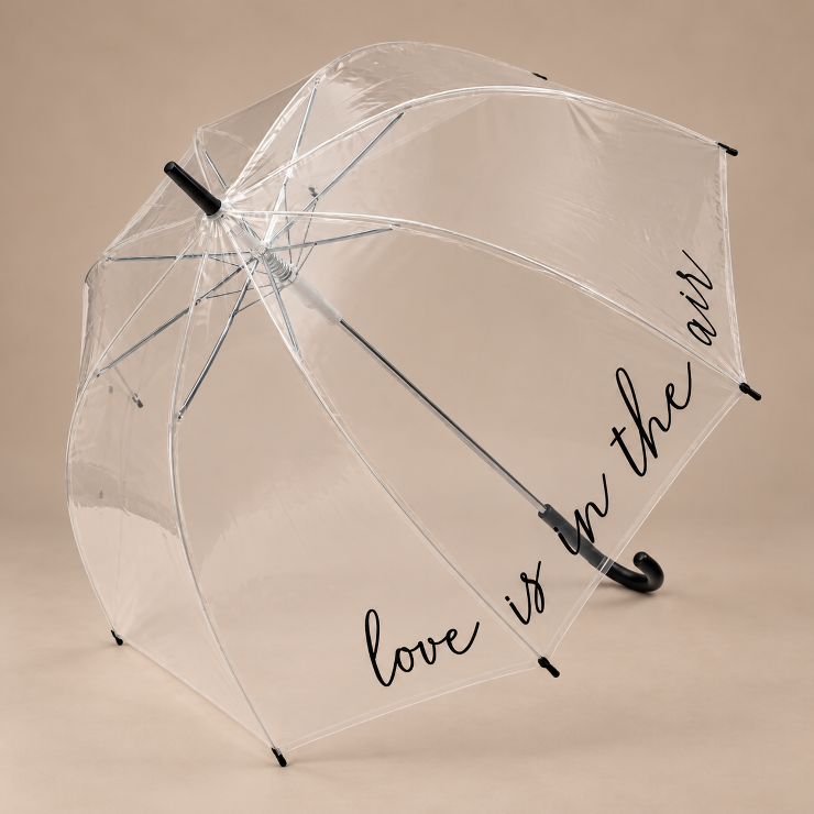 Wedding Star #Large Clear Plastic Bubble Umbrella - Love Is in the Air - Wedding Star Image