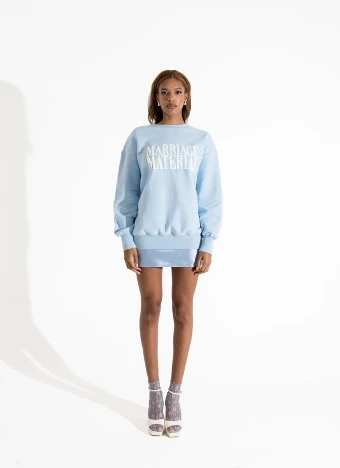 BRIDEMERCH Marriage Material Oversize Crewneck (Blue) - BRIDEMERCH $1 thumbnail
