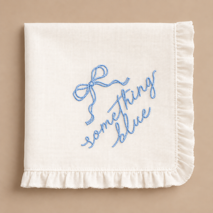 xo, Fetti #Something Blue Embroidered Handkerchief - xo, Fetti Image