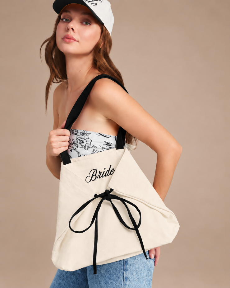 xo, Fetti Bow Bride Tote - Cream Canvas - xo, Fetti #0 default picture