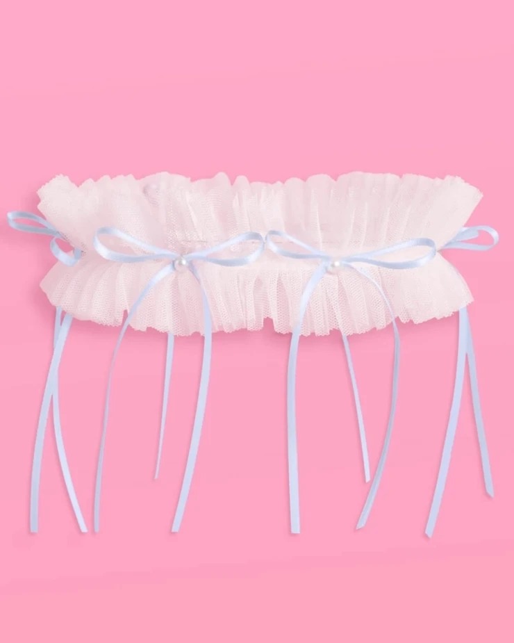 xo, Fetti White Tulle Bridal Garter - Something Blue, - xo, Fetti #5 default picture