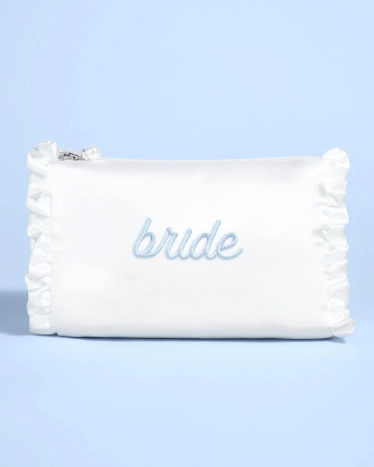 xo, Fetti Embroidered Bride Satin Cosmetic Bag - xo, Fetti #1 picture