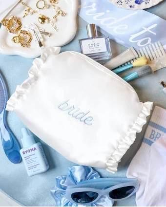 xo, Fetti Embroidered Bride Satin Cosmetic Bag - xo, Fetti $4 thumbnail