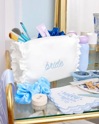 xo, Fetti Embroidered Bride Satin Cosmetic Bag - xo, Fetti $5 default thumbnail