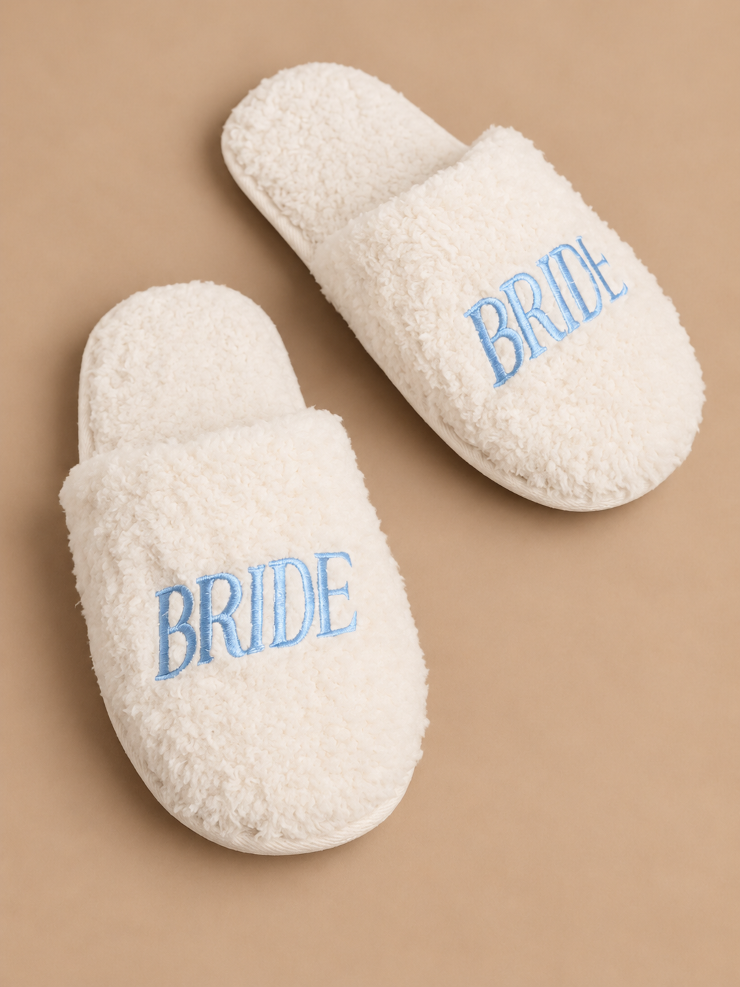 xo, Fetti Bride Slippers | Faux Fur, Something Blue, Cozy - xo, Fetti #4 picture