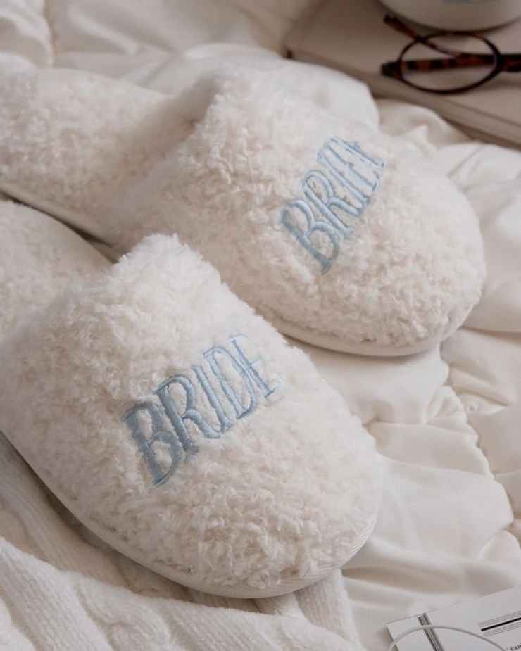 xo, Fetti Bride Slippers | Faux Fur, Something Blue, Cozy - xo, Fetti #0 default picture