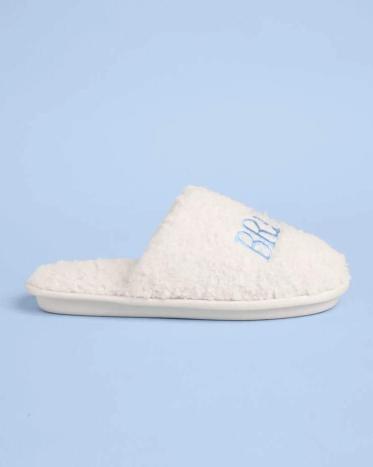 xo, Fetti Bride Slippers | Faux Fur, Something Blue, Cozy - xo, Fetti #1 picture